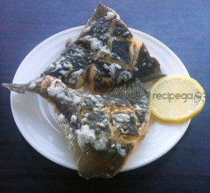 Fried flounder with potato starch coating. I love it not only bcs it tastes good, but also bcs it doesn't take much time to cook. LOL