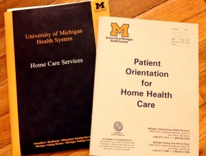 A bundle of guide to take care of newborn at home, given by visiting nurse